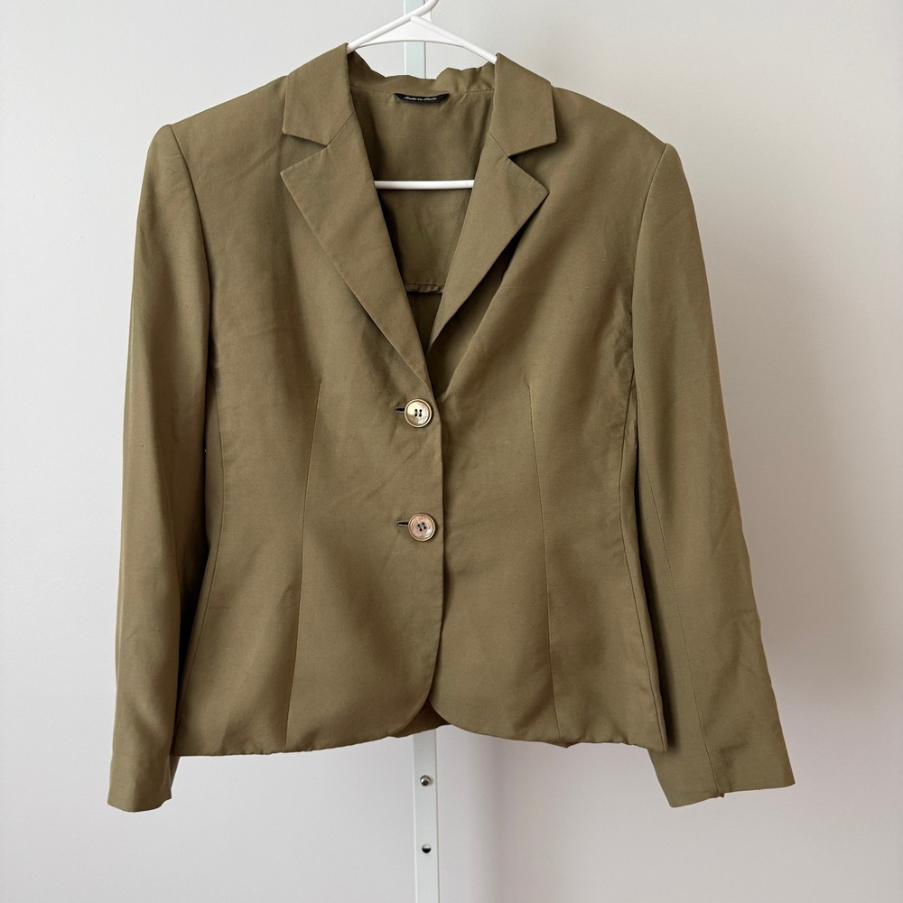 Cinzia Rocca Due 8 Brown Silk Blazer Made in Italy Two Button  Luxury Minimalist